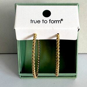 Gold Beaded Hoop Earrings 1.5” Diameter